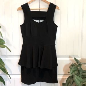 BLACK fitted formal peplum dress